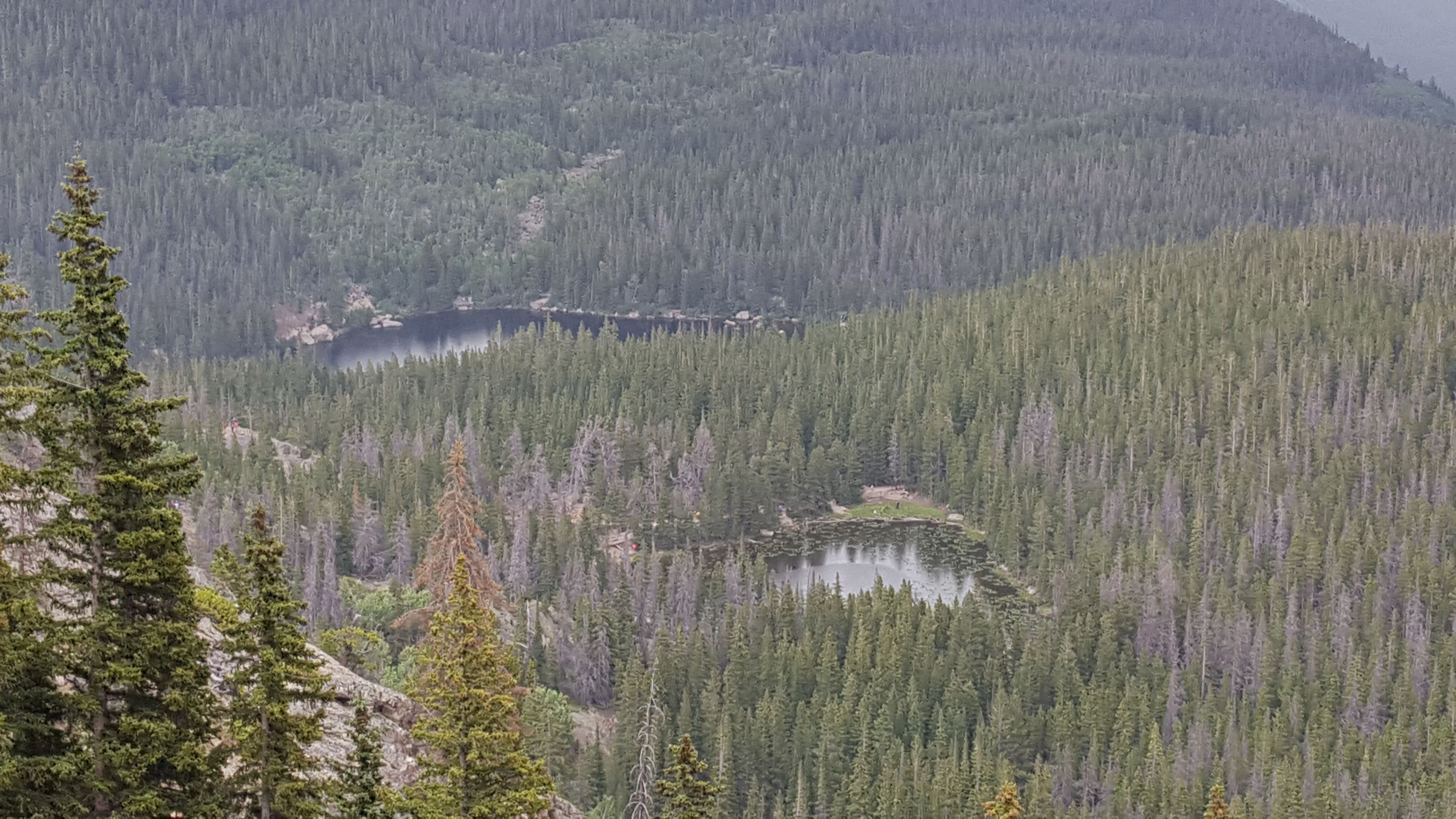 Bear and Nymph Lakes in Rocky Mountain Nat'l Park as seen from above