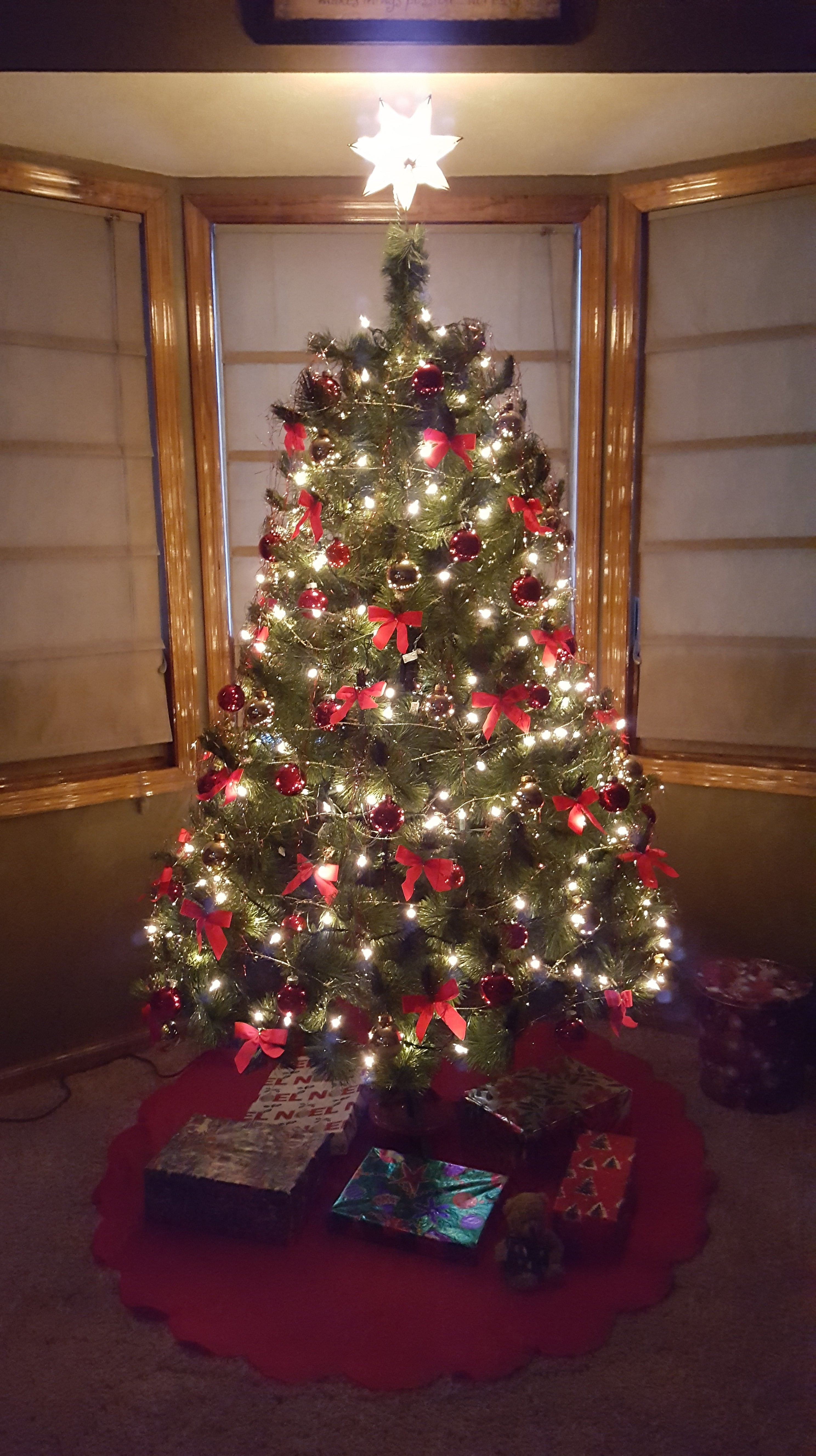 Red, gold and green Christmas tree