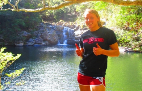 Colorful tropical waterfall-Aha Falls, Okinawa