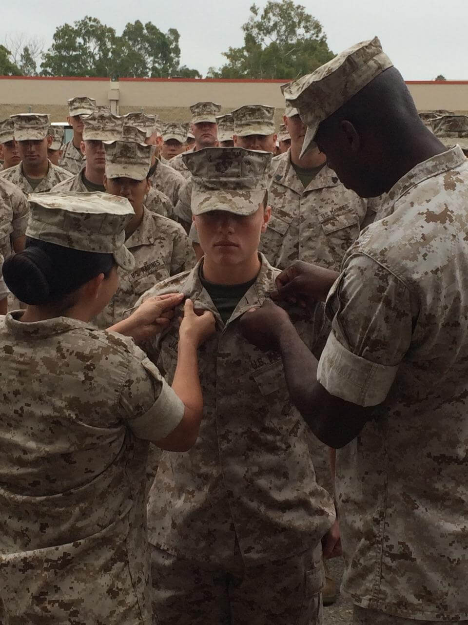 Pinning a new Marine sergeant
