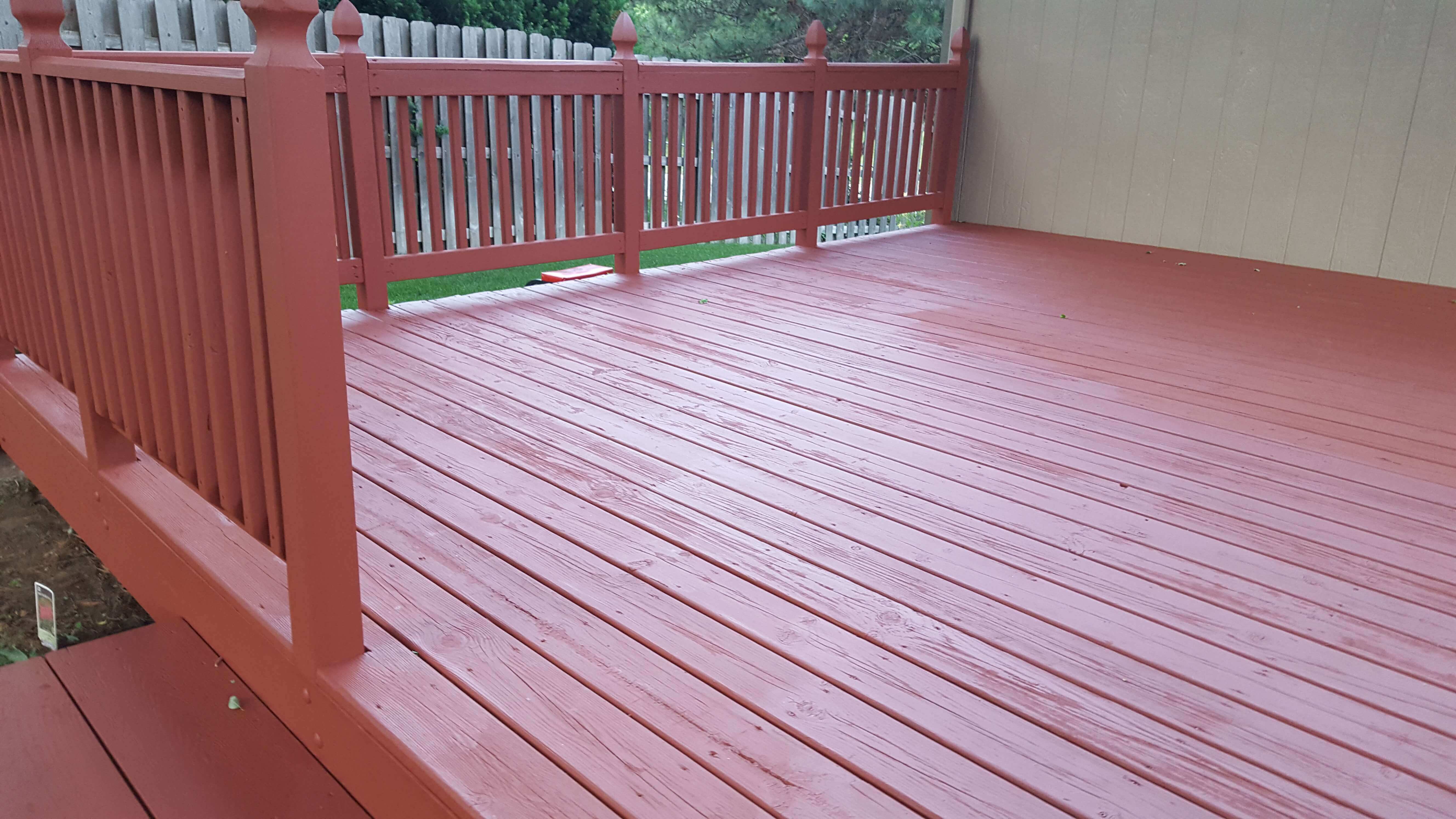 Freshly painted red deck