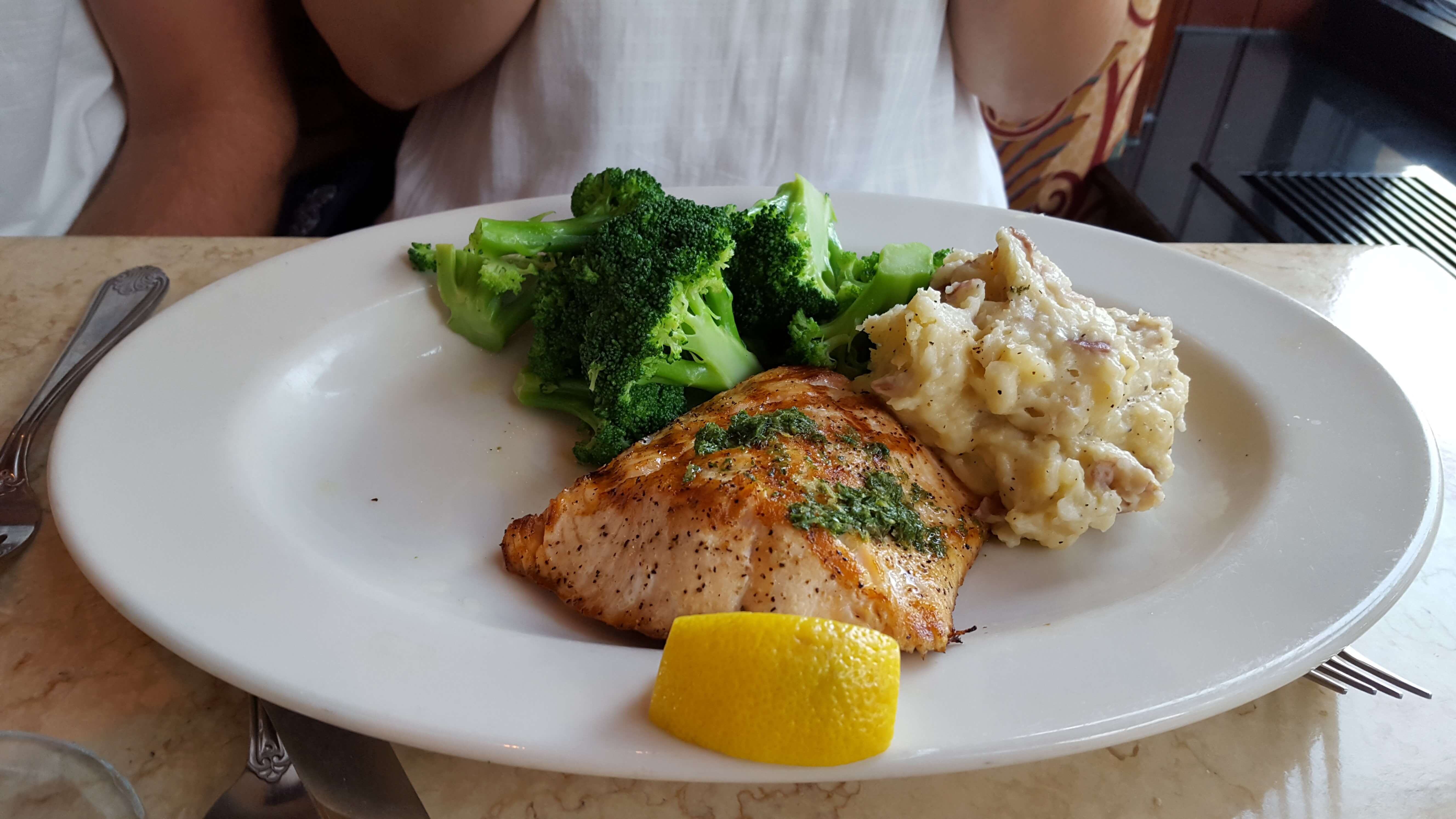 Salmon dinner at Cheesecake Factory