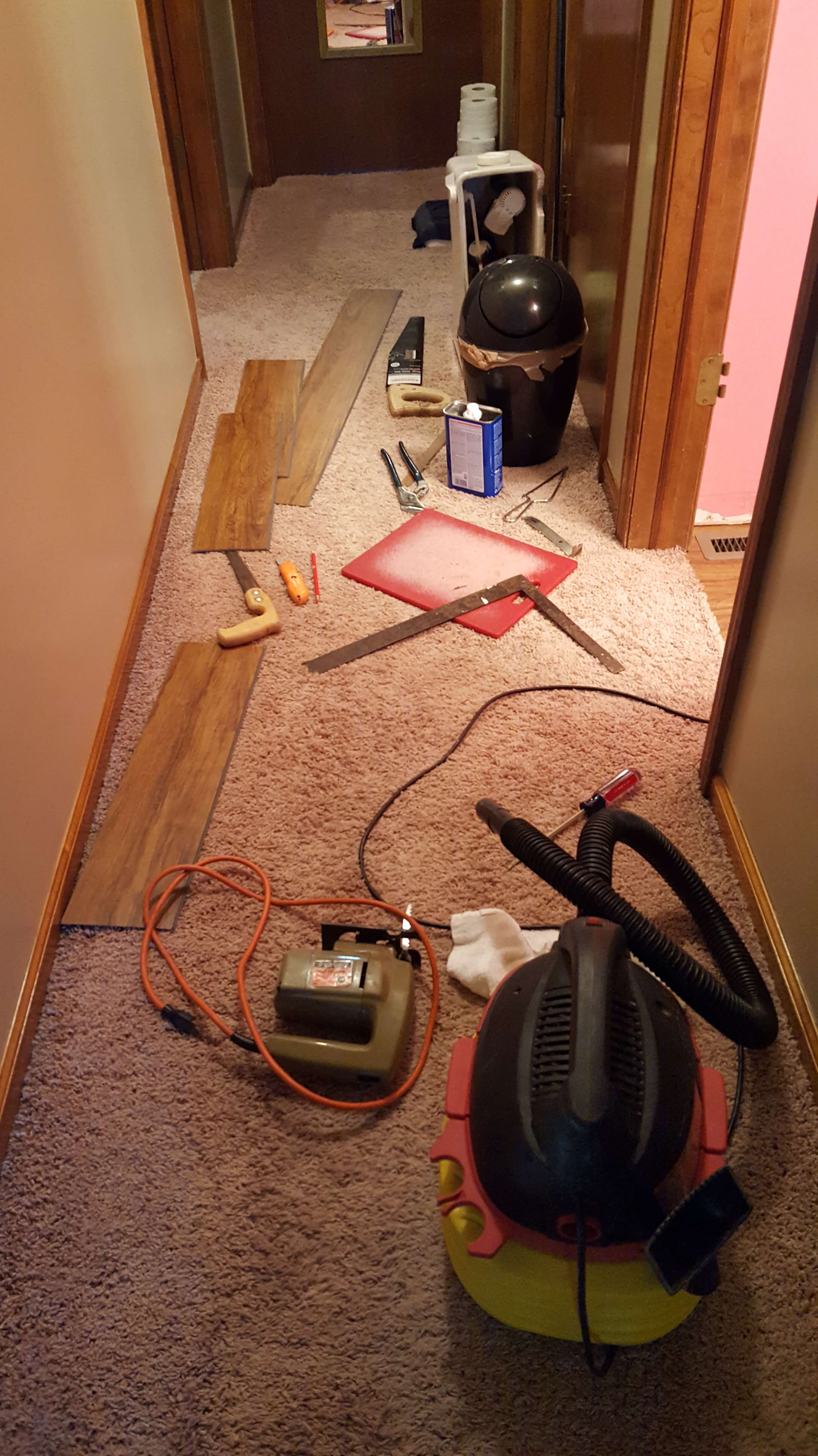 Tools for a new bathroom floor