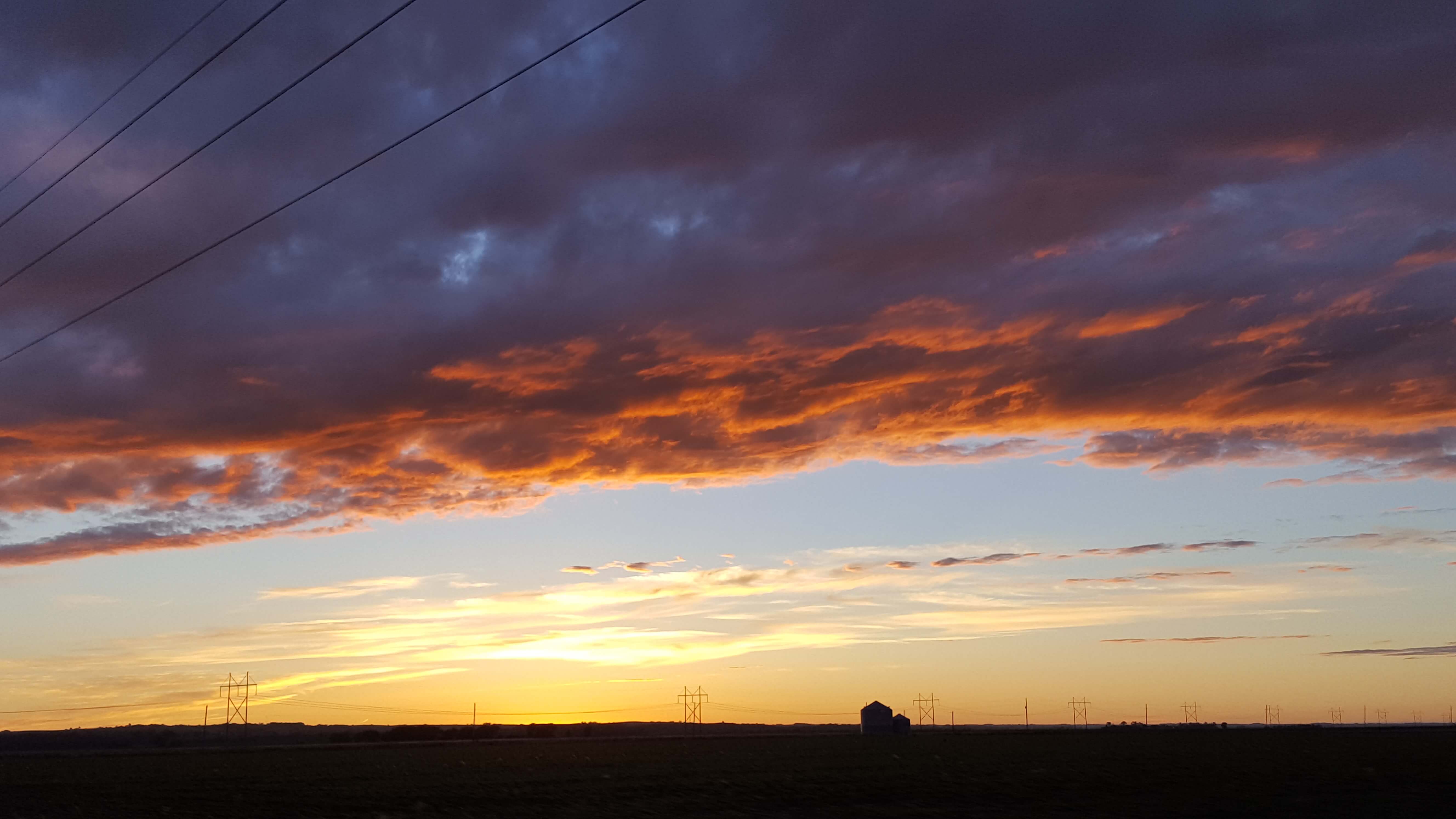 Amazing purple-reddish sky with silhouettes