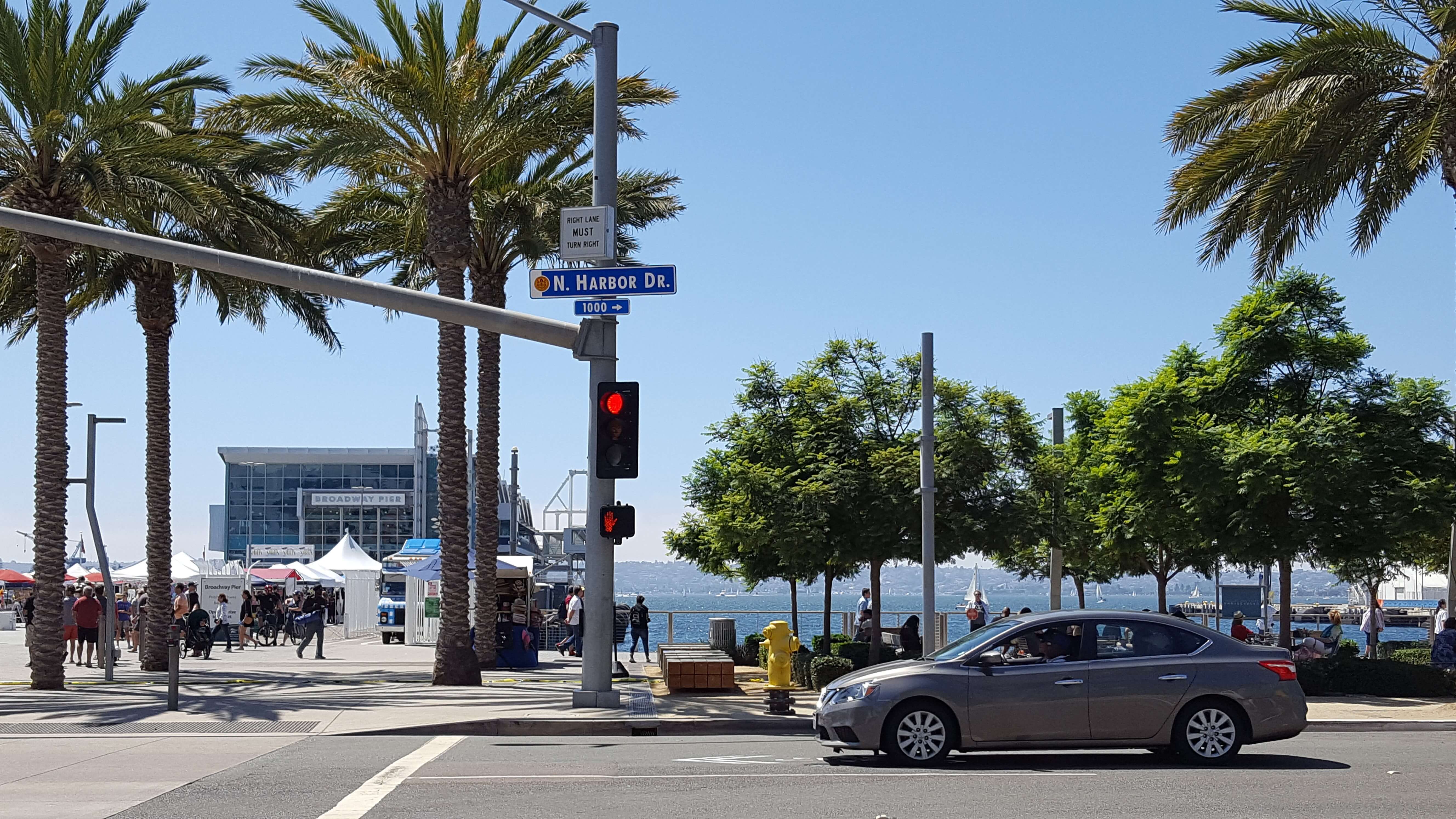 Beautiful Harbor Drive along the Embarcadero in San Diego