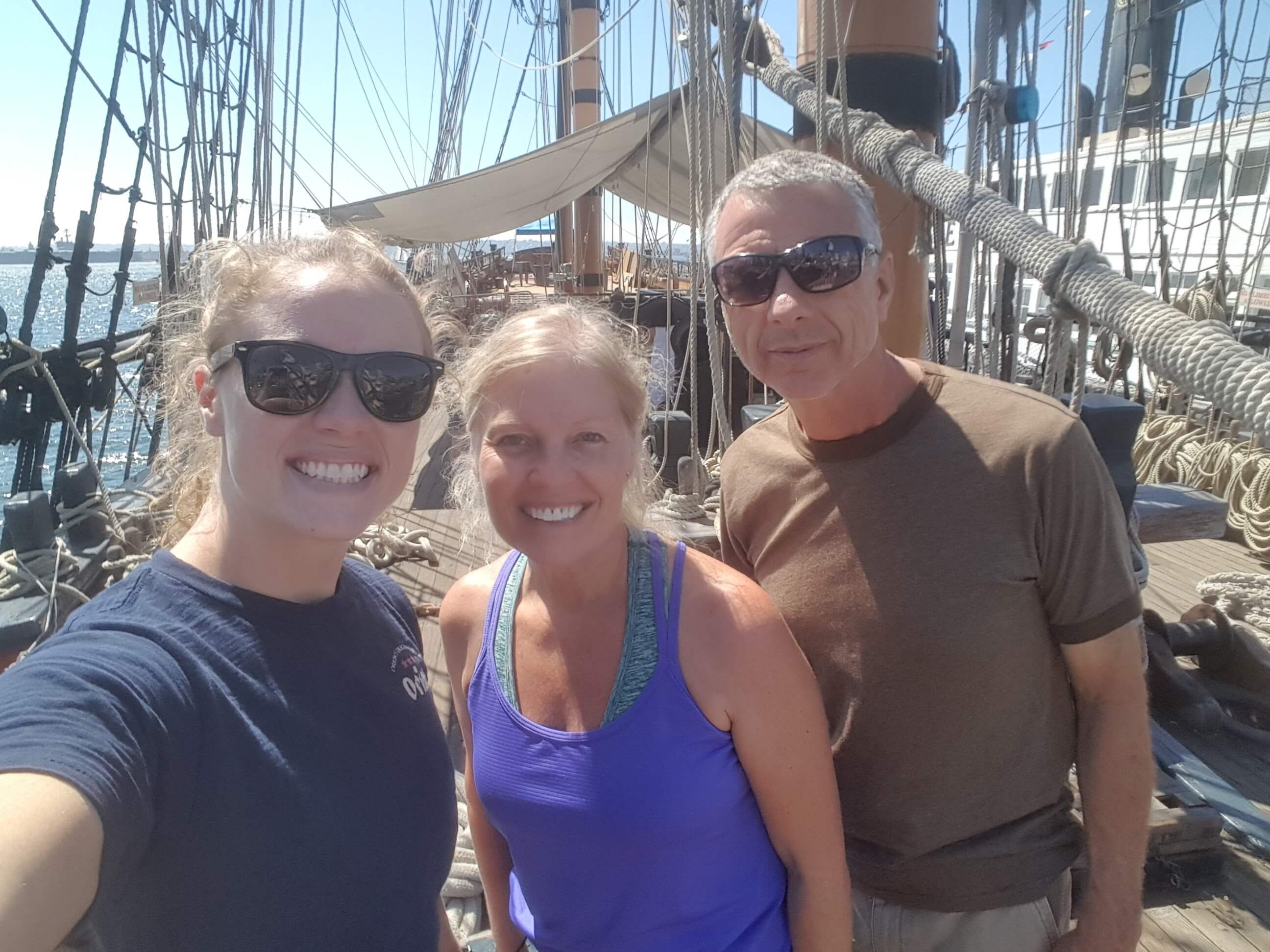On deck of HMS Surprise, Maritime Museum, San Diego