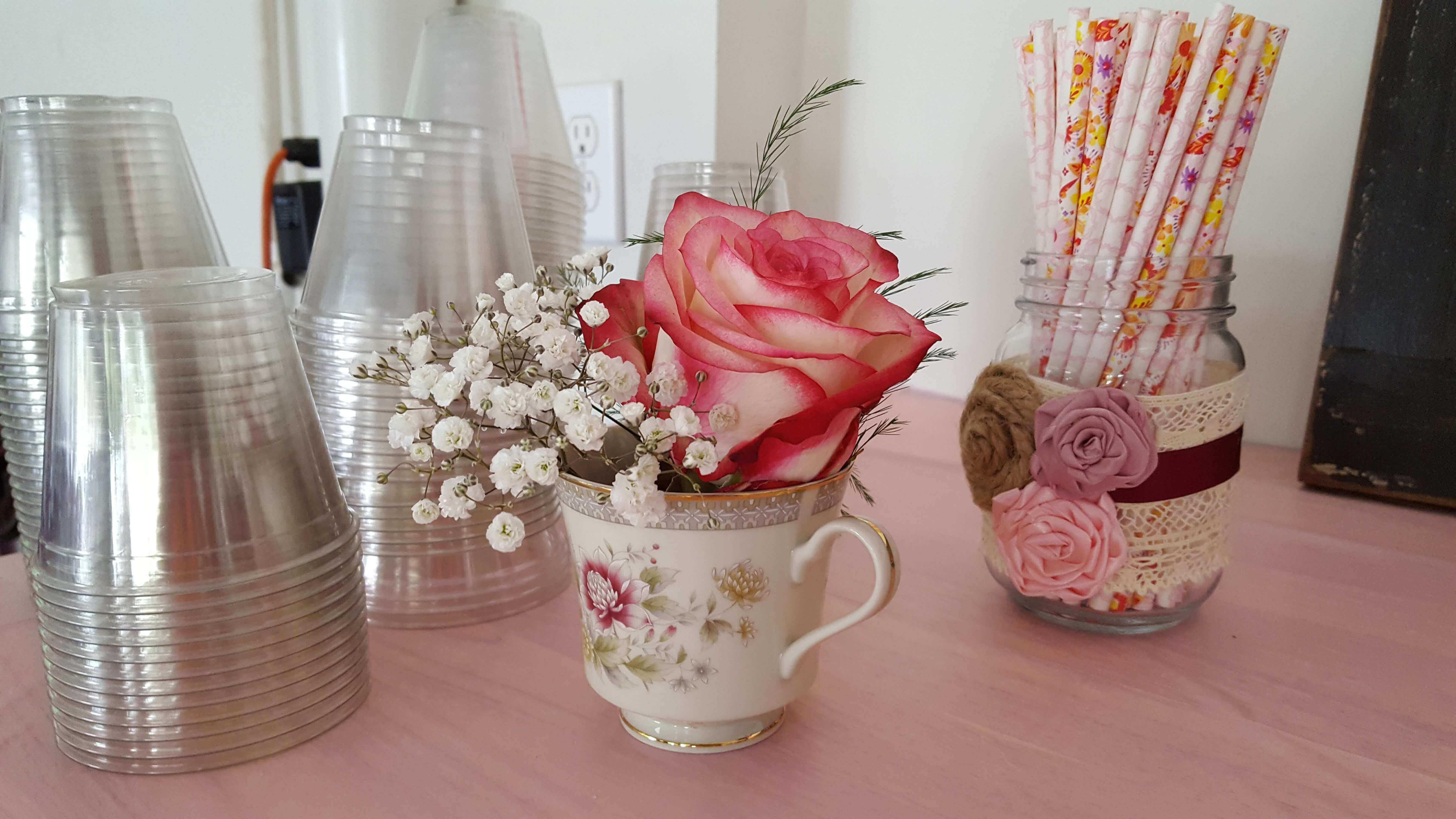 Valentine's day rose in a cup