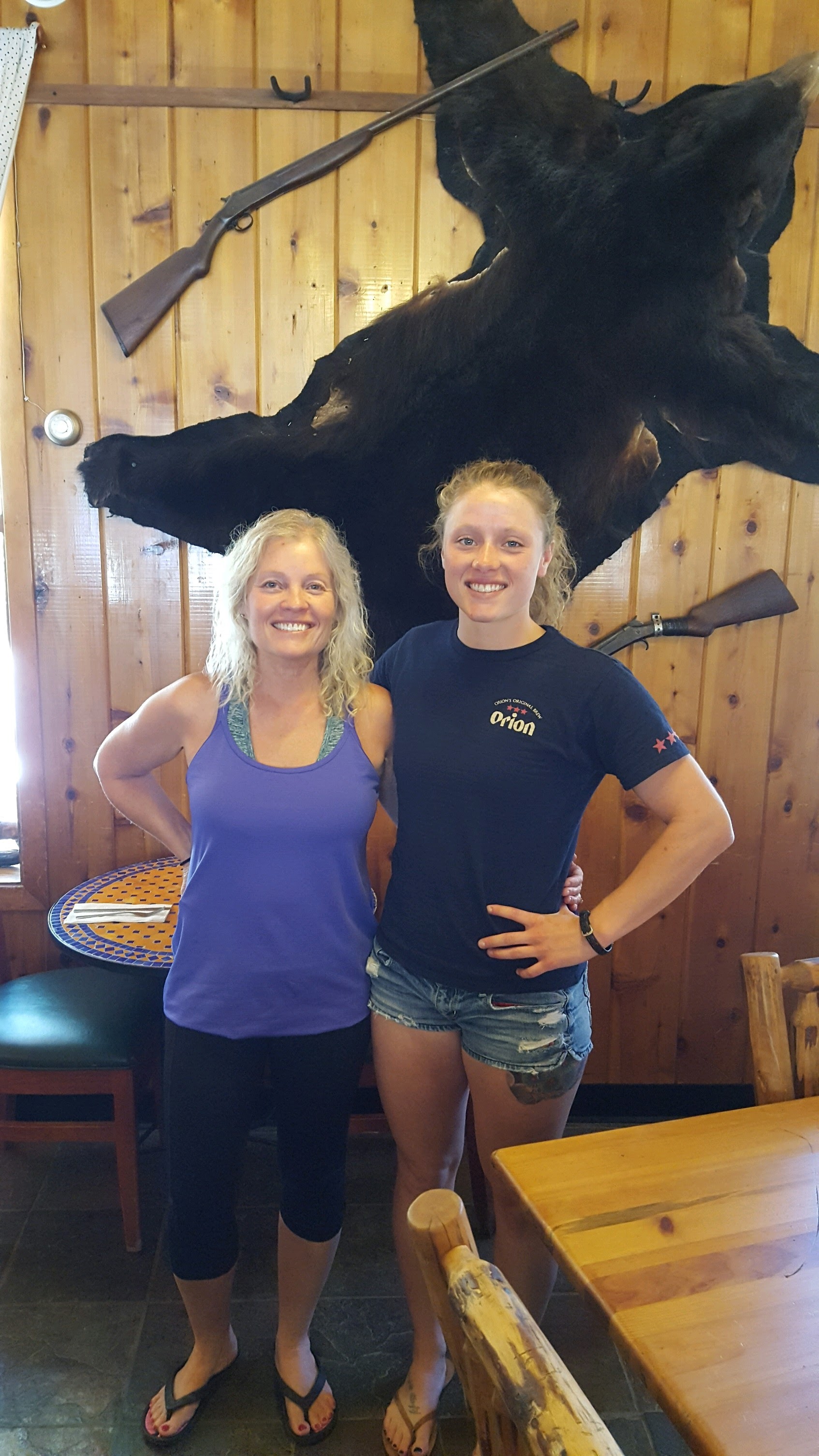 Me, Calie and an unfortunate bear at the Pine House restaurant