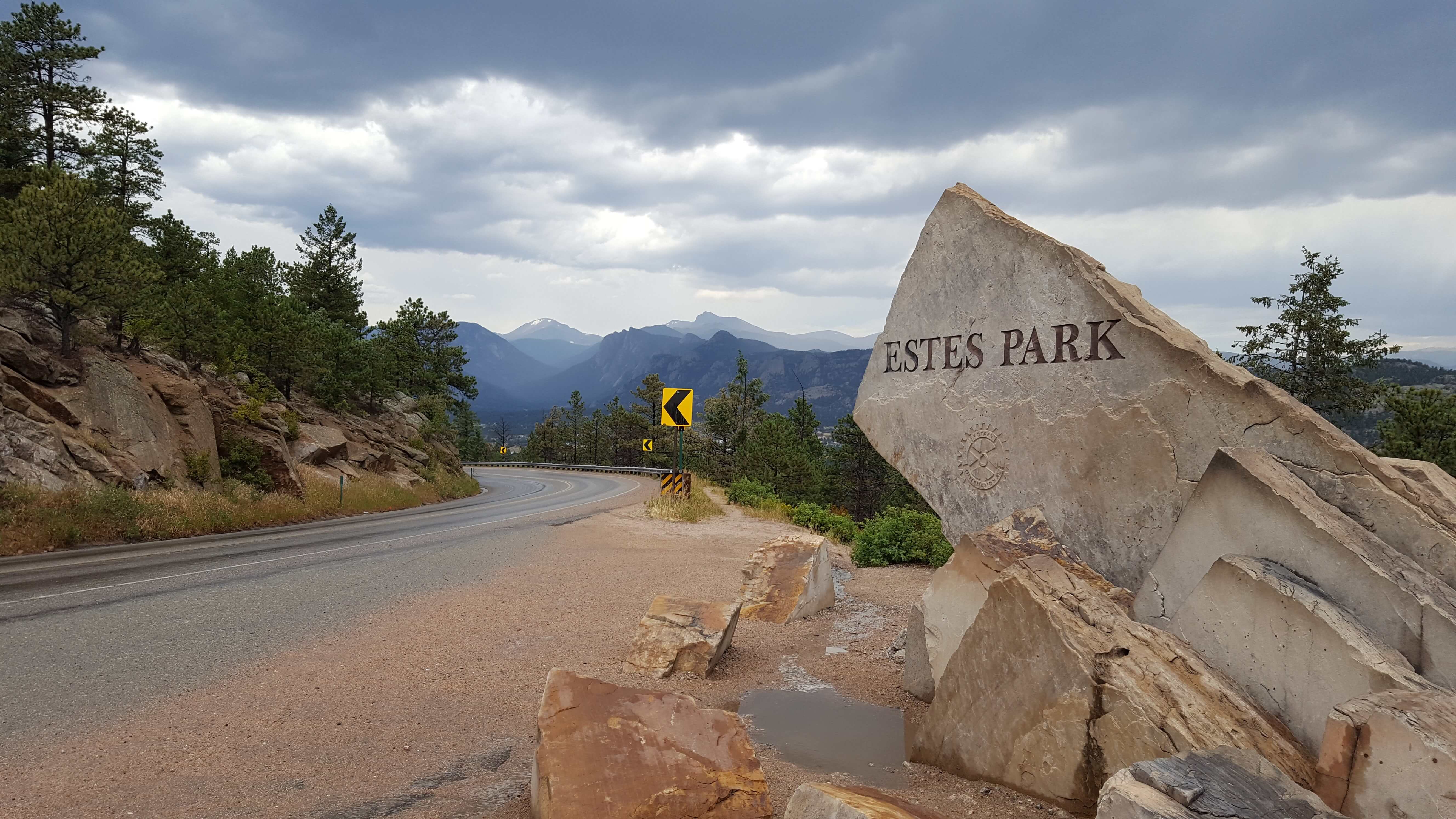 Estes Park sign on highway 36