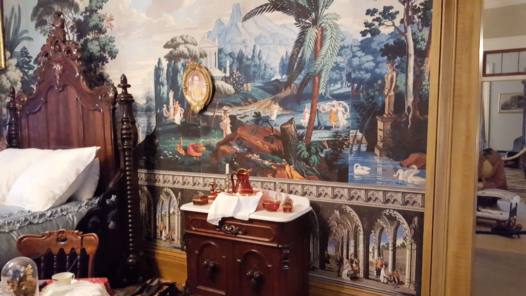 Elaborate wallpaper telling the story of Odysseus, Belmont Mansion, Nashville, TN
